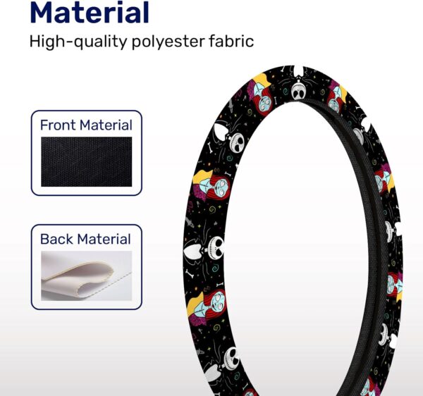 712KlSs0WCL._AC_SL1500_.jpg GENANY Horror Nightmare Skellington Couple Steering Wheel Cover, Non-Slip Neoprene Car Steering Wheel Cover, Breathable Steering Wheel Covers, Sweat-Absorbing Car Accessories, Gifts for Women, Men