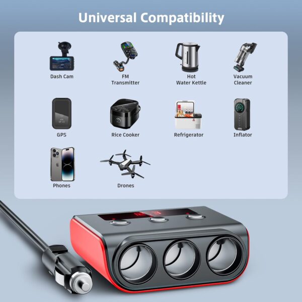 712PS0rrvuL._AC_SL1500_.jpg SONRU 120W Fast Car Charger Adapter, Cigarette Lighter Usb Charger,12/24V Multi Sockets Cigarette Lighter Adapter & Splitter, Double Plug Port in Car Charger For iPhone/Samsung & All Car Devices