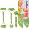 Jade Roller & Gua Sha Set 5-in-1, Full Body Massage Tools | Gua Sha Facial Tool Set Portable cooling Xiuyan Jade design for skincare, travel and gifting.