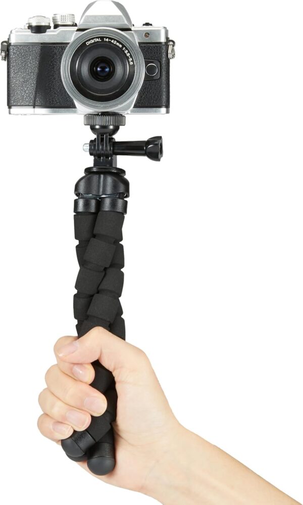 7133sXWA4-L._AC_SL1500_.jpg Amazon Basics Portable and Flexible Tripod 25cm/10inch with Wireless Remote and Phone Holder, Black