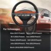 XHRING D-Shaped Car Steering Wheel Cover for Volkswagen VW Atlas Tiguan ID.4 Taos Passat Golf Jetta Beetle Polo GTI CC Touareg SE SEL R-line S Cross Sport Accessories, 2025 Leather Black