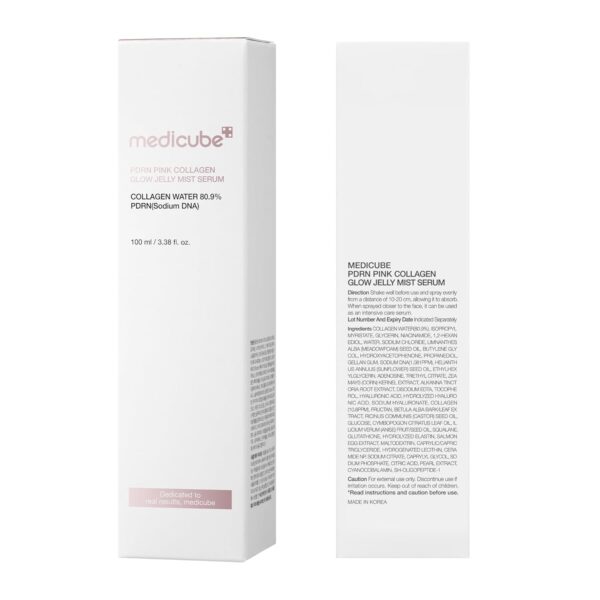 medicube Jelly Mist Serum with Pink PDRN Collagen | Dual-Texture Glow Spray with Niacinamide, Glutathione, Ceramide, Hyaluronic Acid | for Hydration, Radiance, Plump-Looking Skin | 3.38 fl.oz