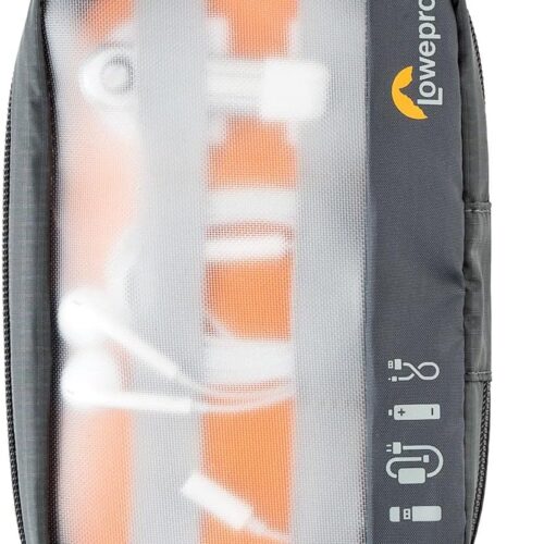 714GHnwCimL._AC_SL1500_.jpg Lowepro GearUp Essentials Pouch Mini, Travel Case for Phone Cords, Cables, Adapters, Batteries, Chargers and USB Sticks, Smartphone Accessory Case, Made of Recycled Fabric, Grey