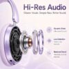 Wentronic Y05 Bluetooth Over-Ear Headphones with Active Noise Cancelling, Hi-Res Audio, 48H Playtime, Built-in Mic, Wired/Wireless, Works with iOS, Android & PC, Purple