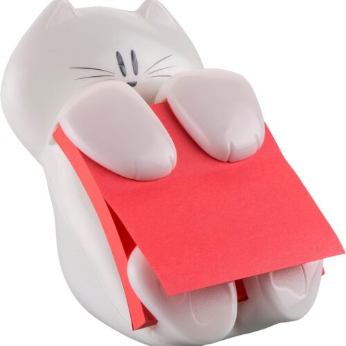 Post-it Dispenser Z-Notes CAT, Pack of 1 Pad, 90 Sheets per Pad, 76 mm x 76 mm, Pink Color - for Convenient One-Hand Dispensing on Your Desk