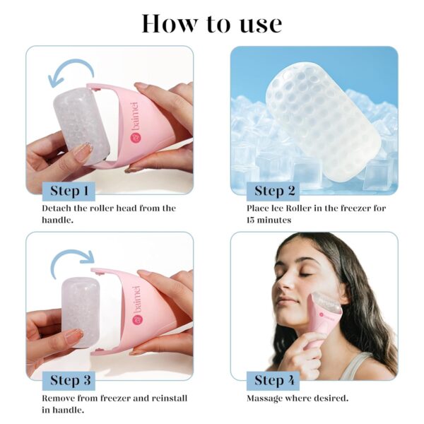 714tWh0csQL._SL1500_.jpg BAIMEI IcyMe Ice Roller for Face and Gua Sha Facial Tool Set, Ice Face Roller Reduces Puffiness Relieves Migraines Skin Care Tools, Self Care for Women - Pink
