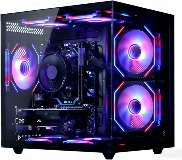 714y5fxZZ7L._AC_SL1500_.jpg suevery Prebuilt Gaming PC Desktop, Ryzen 5 6-Core 3.6GHz Up to 4.1GHz | 16GB DDR4 RAM | 512G SSD | RX 560 4G Graphics Card | Wi-Fi 6, Gamer Computer Tower for Home Office, Black