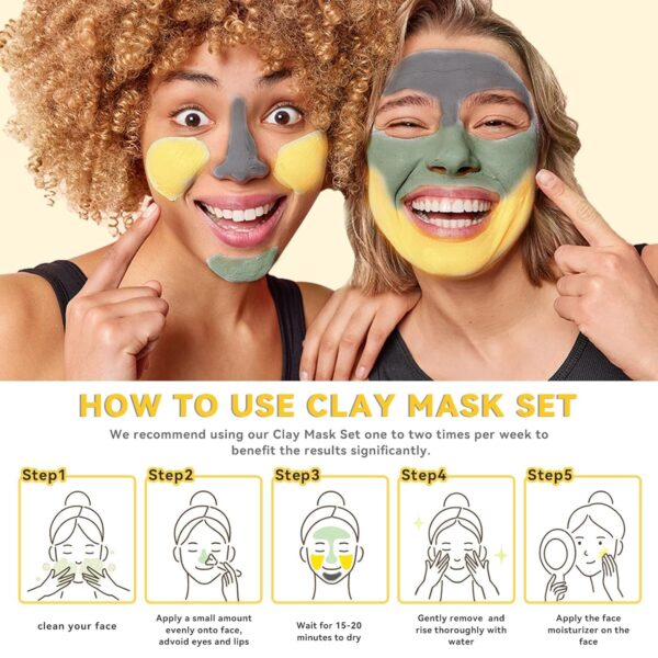 715AL7zWY2L._SL1500_.jpg ANAI RUI 3 Pcs Face Mask Set - Turmeric Clay Mask - Green Tea Face Mask - Dead Sea Mud Mask for Oily Skin, Blackheads & Pores -Spa Gift Set Self Care for Women Teens 2.5 oz Each