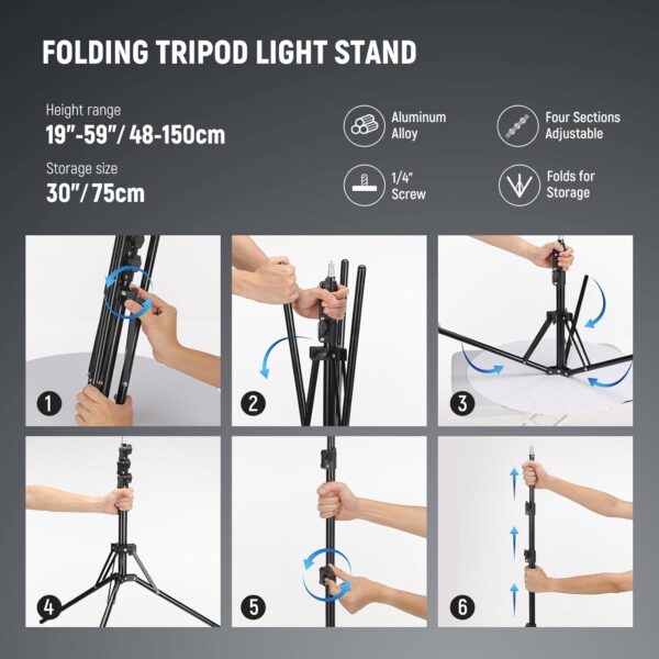 715IJYKUYAL._AC_SL1500_.jpg NEEWER Ring Light Kit: 18"/45cm Outer 55W 5600K Dimmable LED Ring Light, Light Stand, Carrying Bag for Camera, Smartphone, YouTube, TikTok, Self Portrait Shooting, Black