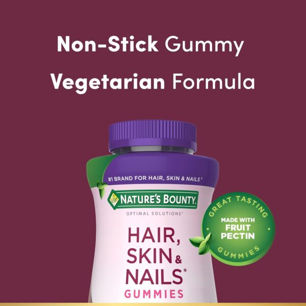 715pF3mu0zL._AC_SL1500_.jpg Nature’s Bounty Optimal Solutions Advanced Hair, Skin and Nails Pectin Gummies, 2x Biotin Per Serving, No Stick Gummy, Vegetarian Formula, Strawberry Flavor, 200 ct, 100 Total Servings