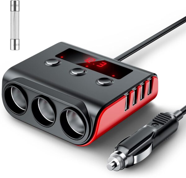 715xfF6vccL._AC_SL1500_.jpg SONRU 120W Fast Car Charger Adapter, Cigarette Lighter Usb Charger,12/24V Multi Sockets Cigarette Lighter Adapter & Splitter, Double Plug Port in Car Charger For iPhone/Samsung & All Car Devices