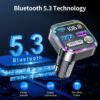 GizmoVine Bluetooth Car Adapter, Radio Receiver Audio FM Transmitter, Wireless Hands Free Phone Digital Kit, USB C QC PD 36W Fast Charger for 12V/24V Cigarette Lighter, U Disk MP3 Music Player Device