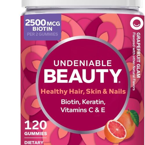 716NrVcSM1L._AC_SL1500_.jpg OLLY Hair Skin and Nails Gummies - Undeniable Beauty with Biotin 2500mcg Per 2 Gummies, Keratin & Vitamin C - Supports Healthy Hair, Skin, & Nails - Grapefruit Flavor - 120 Count