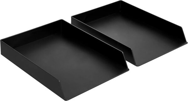 716fwwjaKCL._AC_SL1500_.jpg Amazon Basics Rectangular Plastic Desk Organizer, letter size Tray, 2-Pack, 24.6 x 5.6 x 33 cm, Black