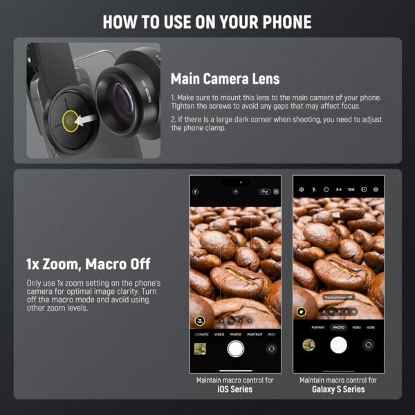 7178gpMvBWL._AC_SL1500_.jpg NEEWER BASICS 2 In 1 Phone Camera Lens Accessories Kit, HD 0.45x Wide Angle + 15x Macro, 37mm Lens Clamp Compatible with iPhone Samsung Android Smartphone, LS-67