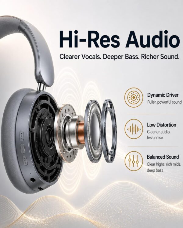 717hrkwxzL._AC_SL1402_.jpg Wentronic Y05 Bluetooth Over-Ear Headphones with Active Noise Cancelling, Hi-Res Audio, 48H Playtime, Built-in Mic, Wired/Wireless, Works with iOS, Android & PC, Grey