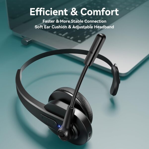 717vlR1wnlL._AC_SL1500_.jpg Sarevile Bluetooth Headset with USB Dongle for Computer, Single-Ear Wireless Headset with Noise Cancelling Microphone for Office & Truckers, Bluetooth V5.2 with Mute Button for Work