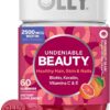 OLLY Hair Skin and Nails Gummies - Undeniable Beauty with Biotin 2500mcg Per 2 Gummies, Keratin & Vitamin C - Supports Healthy Hair, Skin, & Nails - Grapefruit Flavor - 60 Count
