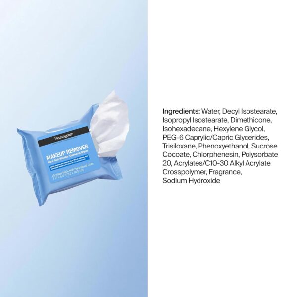 Neutrogena Makeup Remover Micellar Wipes for Face Daily Gently Removes Oil Dirt and Waterproof Makeup in a Simple Fully Plant-Based Cloth, 2 pack of 25 ct