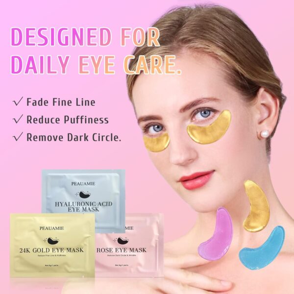718kwwxDR3L._SL1500_.jpg PEAUAMIE Under Eye Patches Gold and Hyaluronic Acid for puffy eyes,Rose Eye Masks for Dark Circles and Puffiness skin care Smooth Wrinkles products 30 Pairs