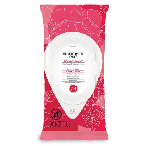 718wzguJDQL._SL1500_.jpg Summer's Eve Blissful Escape Feminine Wipes, Gentle pH-Balanced Formula Helps Control Vaginal Odor, Resealable Pack, 32 Wipes