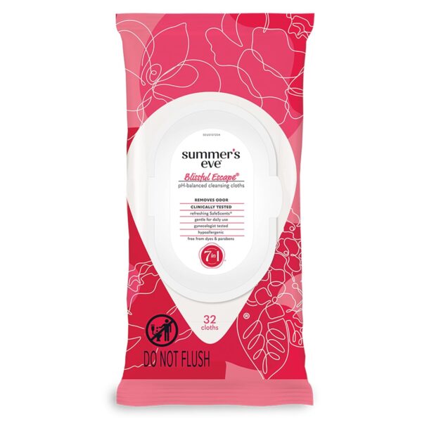 718wzguJDQL._SL1500_.jpg Summer's Eve Blissful Escape Feminine Wipes, Gentle pH-Balanced Formula Helps Control Vaginal Odor, Resealable Pack, 32 Wipes