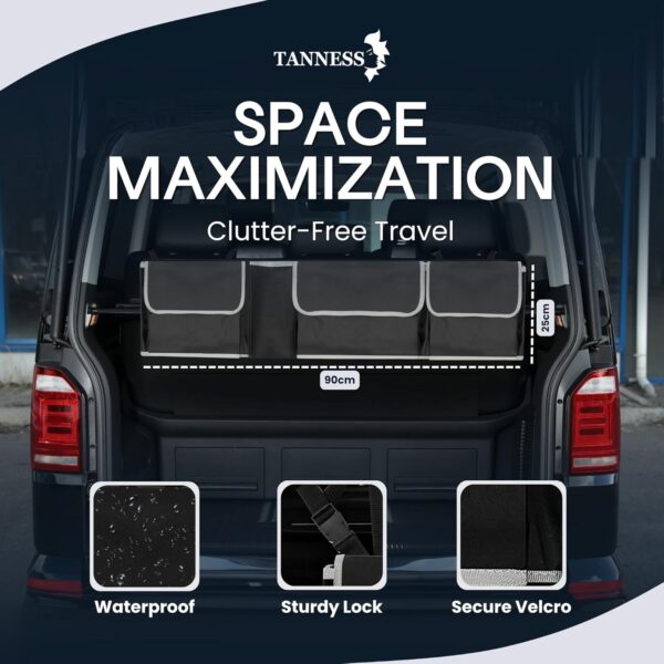 719FSgGI8JL._AC_SL1500_.jpg TANNESS Car Boot Seat Organiser with Adjustable Straps - Storage Accessories Organisers - Seat Back Protectors, Medium Large Interior Travel Storage, Foldable Cargo Net Car Backseat Cover Gadgets