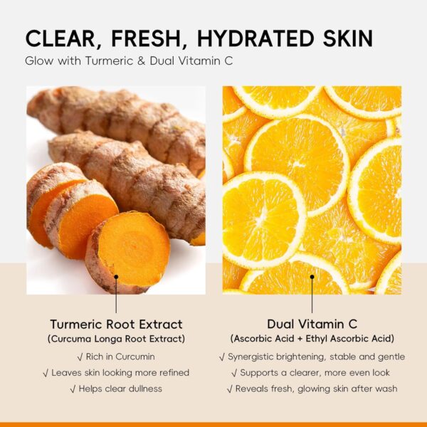 QUIYUM Turmeric Vitamin C Body Care Set - 4-in-1 with Scrub, Body Lotion, Moisturizing Stick & Handmade Soap, Bonus Bath Sponge | Exfoliating Hydrating for All Skin Types