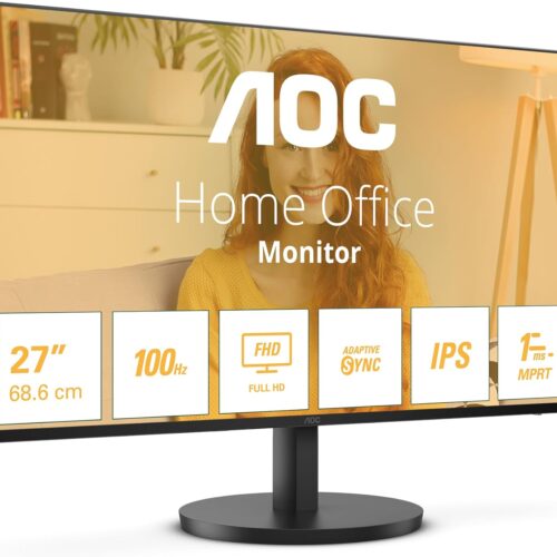 AOC 27B3HA2 - 27 Inch FHD Monitor, 100Hz, IPS, 1ms, FlickerFree, Speakers, 3 sided Frameless, LowBlue Light (1920 x 1080, 250 cd/m2, HDMI 2.0 / DP 1.4)