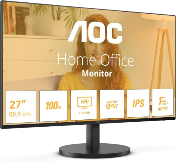 71APrIHVIL._AC_SL1500_.jpg AOC 27B3HA2 - 27 Inch FHD Monitor, 100Hz, IPS, 1ms, FlickerFree, Speakers, 3 sided Frameless, LowBlue Light (1920 x 1080, 250 cd/m2, HDMI 2.0 / DP 1.4)