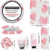 JINGSEN11 11-Piece Fluffy Car Accessories Set - Plush Steering Wheel Covers, Soft Fleece Handbrake & Shift Covers, Non-Slip Car Trim Decorations (Pink)