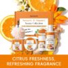 QUIYUM Turmeric Vitamin C Body Care Set - 4-in-1 with Scrub, Body Lotion, Moisturizing Stick & Handmade Soap, Bonus Bath Sponge | Exfoliating Hydrating for All Skin Types
