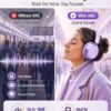 Wentronic Y05 Bluetooth Over-Ear Headphones with Active Noise Cancelling, Hi-Res Audio, 48H Playtime, Built-in Mic, Wired/Wireless, Works with iOS, Android & PC, Purple