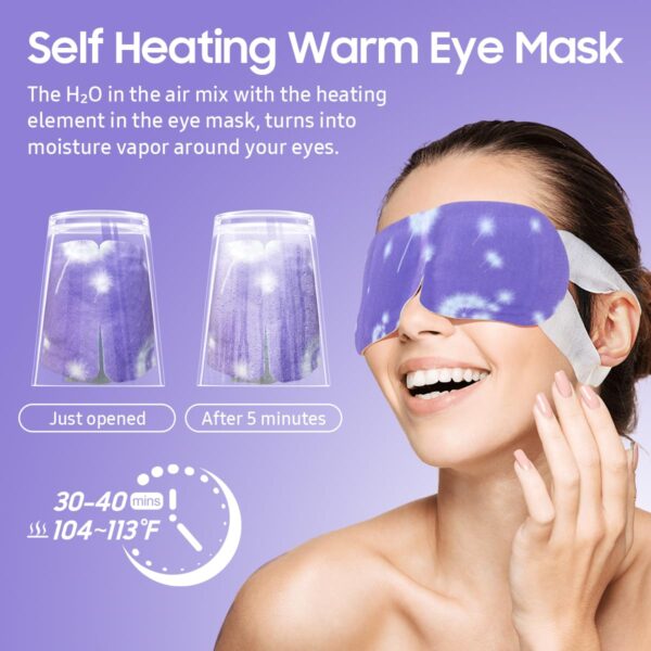71CYj9i2bL._SL1200_.jpg BeHoomi Steam Eye Mask, 10Packs Heated Eye Mask, Self Heating Disposable SPA Warm Compress for Eyes Sleep Mask, Travel Essentials & Relaxation Gifts for Women (Lavender Scent)