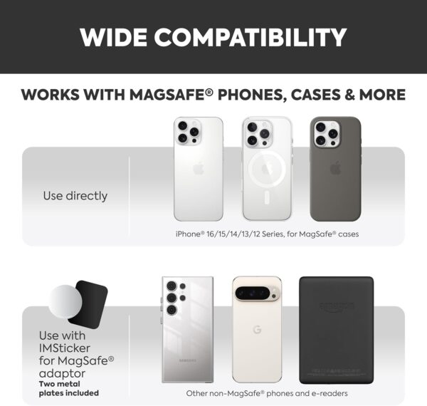 71DLTqfCgBL._AC_SL1500_.jpg Magnetic Phone Stand Grip for All Smartphones, Fit for MagSafe Accessories, Phone Mount for Bike, Gym, Golf Cart, Airplane, Stroller - Hands-Free Cell Phone Holder for iPhone 12-17 (Black)