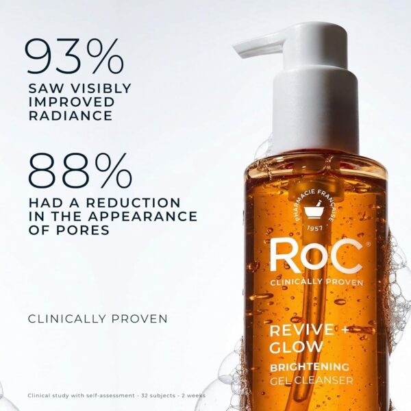 RoC Multi Correxion Revive + Glow Gel Vitamin C Cleanser, Face Wash, Facial Cleanser with Glycolic Acid, Paraben-Free, Sulfate-Free Skin Care - 6 Ounces