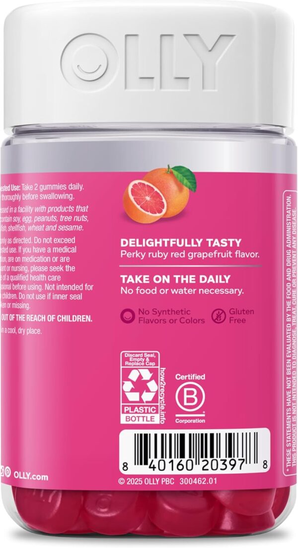 71DiDTeRFML._AC_SL1500_.jpg OLLY Hair Skin and Nails Gummies - Undeniable Beauty with Biotin 2500mcg Per 2 Gummies, Keratin & Vitamin C - Supports Healthy Hair, Skin, & Nails - Grapefruit Flavor - 120 Count
