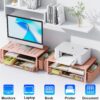 gianotter Desk Computer Monitor Stand with Drawer and 2 Pen Holders, Desk Organizer for Women, Home Office Essentials (Rose Gold)