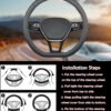 XHRING D-Shaped Car Steering Wheel Cover for Volkswagen VW Atlas Tiguan ID.4 Taos Passat Golf Jetta Beetle Polo GTI CC Touareg SE SEL R-line S Cross Sport Accessories, 2025 Leather Black