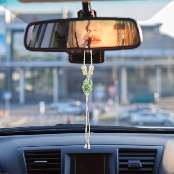 71FaFMiOiyL._AC_SL1500_.jpg BBTO Sage Green Car Accessory Set - Steering Wheel Cover, Ceramic Coasters, Daisy Flower Air Vent Clip, Crystal Car Hanging Ornament