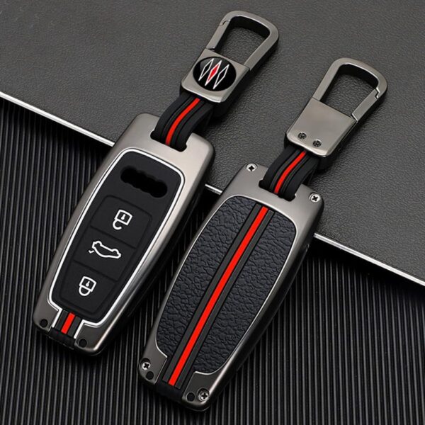 71GiQNwt3vL._AC_SL1001_.jpg Happyit Zinc Alloy Car Key Cover Cases for Audi A6L A7 A8 Q8 Etron C8 D5 3 Buttons Remote Control Accessories Holder Shell Skin