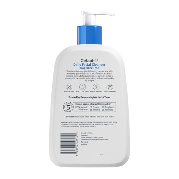 71GpX7pQMOL._SL1500_.jpg Cetaphil Face Wash, Daily Facial Cleanser for Sensitive, Combination to Oily Skin, 16 Oz, Fragrance Free, Gentle Foaming, Soap Free, Hypoallergenic