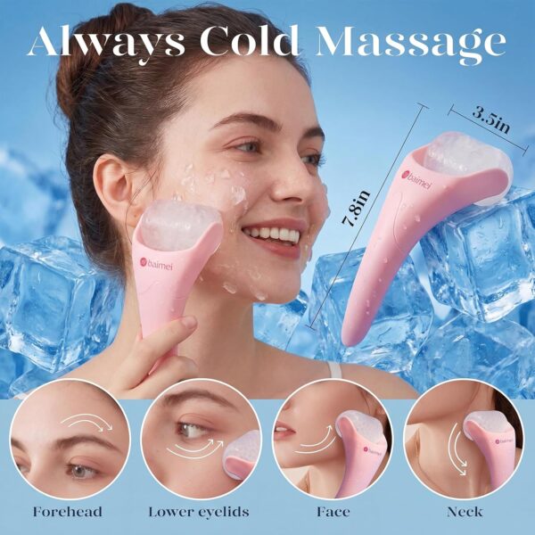 71HNGERPvPL._SL1500_.jpg BAIMEI IcyMe Ice Roller for Face and Gua Sha Facial Tool Set, Ice Face Roller Reduces Puffiness Relieves Migraines Skin Care Tools, Self Care for Women - Pink