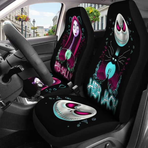 GENANY Horror Nightmare Skellington Couple 2 Front Car Seat Covers, Black/White Polyester, Universal Fit, Automotive Seat Covers, Compatible with Car, Truck, SUV