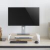 Properav Universal Computer Monitor Desk Riser Stand with Drawer Storage for PC TV Laptop - Wood Effect