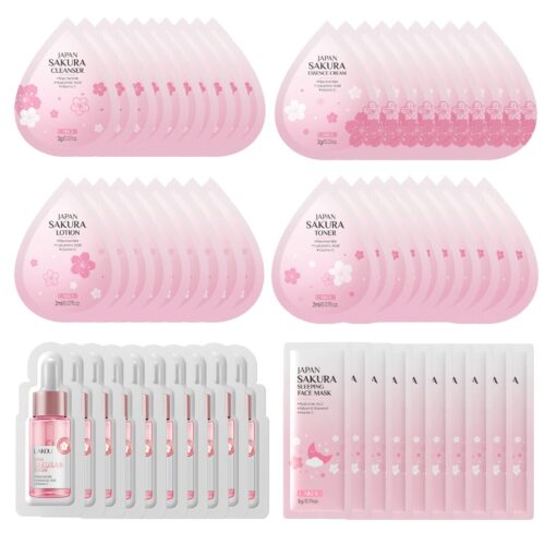 71J7YtcH0vL._SL1500_.jpg Sakura Travel Skincare Sets, 60pcs Mini Travel Skin Care kit Including Cleanser, Toner, Lotion, Serum, Cream, Sleepping Mask