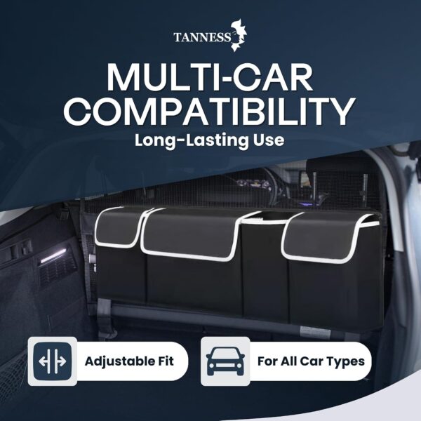 71JEhauSQxL._AC_SL1500_.jpg TANNESS Car Boot Seat Organiser with Adjustable Straps - Storage Accessories Organisers - Seat Back Protectors, Medium Large Interior Travel Storage, Foldable Cargo Net Car Backseat Cover Gadgets
