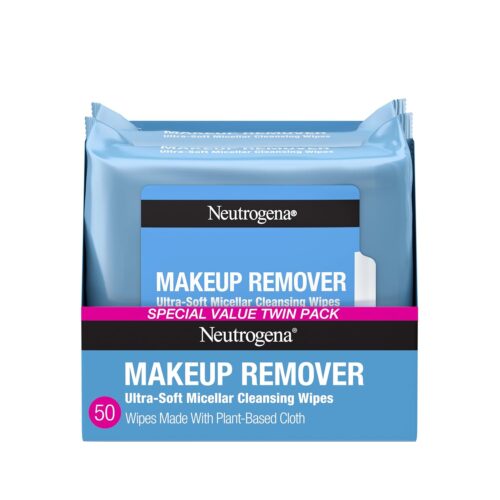 71JnbwZyFoL._SL1500_.jpg Neutrogena Makeup Remover Micellar Wipes for Face Daily Gently Removes Oil Dirt and Waterproof Makeup in a Simple Fully Plant-Based Cloth, 2 pack of 25 ct