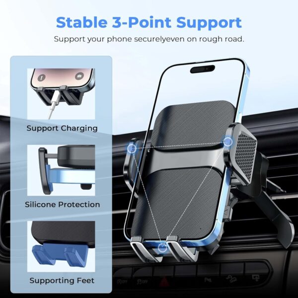 71KGg7kGy6L._AC_SL1500_.jpg Brencco Car Phone Holder Air Vent, 360° Rotation Car Phone Holder Hook Clip & Legs Double Support One Button Release for Cars Vent for iPhone, Galaxy, All 4.0''-7.0'' Smartphones