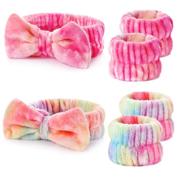 71KWGN0QyDL._SL1500_.jpg Wteehn 6pcs Headband and Wristband for Face Washing, Makeup Spa Skincare Headband, Skin Care Face Wash Headbands Wrist Bands Tools Set, for Women and Teen Girls Gifts